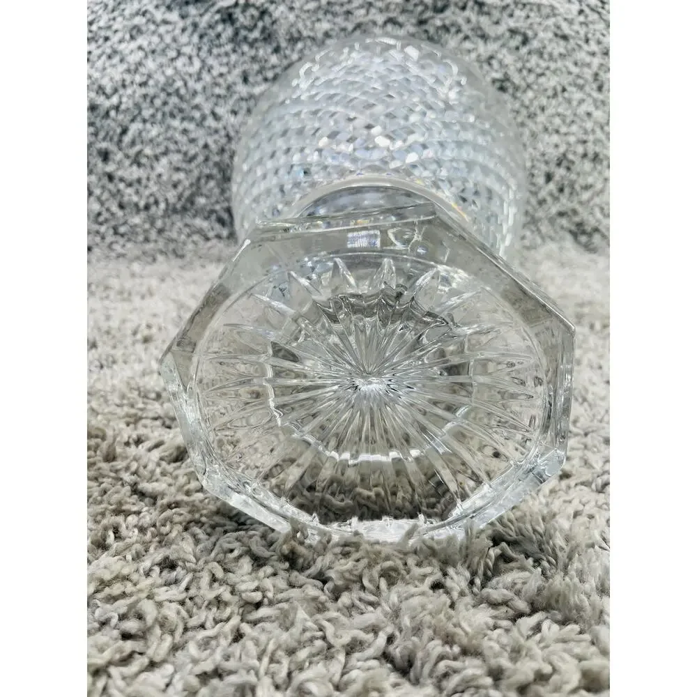 Vintage Crystal Vase Diamond Cut Fan Cuts Scalloped w/Fluted Top Home Decoration